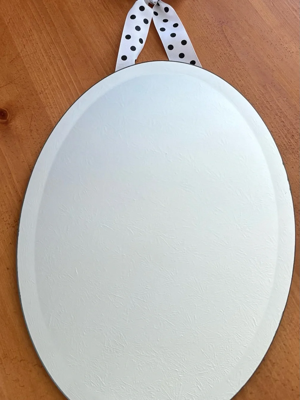 Pottery Barn Vintage Oval Hanging Mirror Polka Dot With Bow Detail